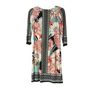 London Times Floral Shift Dress | Size 6 | Colorful 3/4 Sleeve Stretch Dress